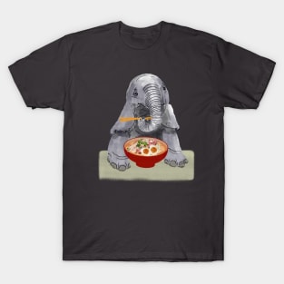 elephant likes ramen, kawaii elephant endangered T-Shirt